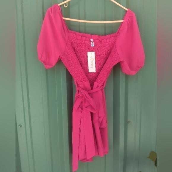 New Women's Hot Pink Romper Short Set Size Large - Picture 6 of 10